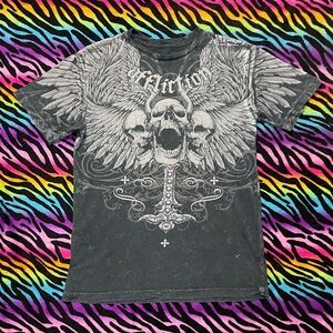 Y2k Vintage Grunge Rare Affliction Black Skull Graphic Tee